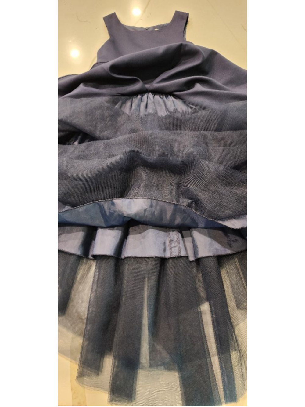 Rare Editions Girls Navy Blue High-Low Dress Tulle Rhinestone Formal Size 6 - Picture 8 of 11